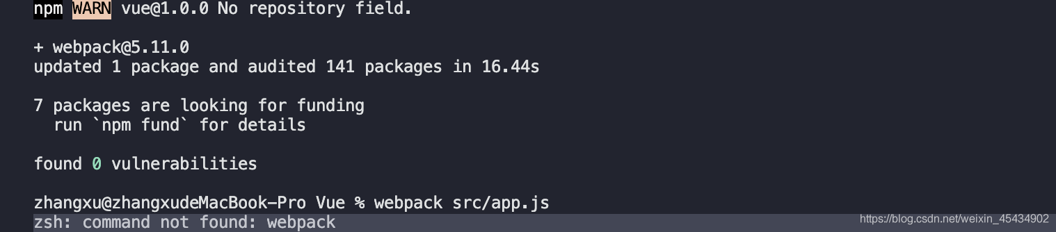 vscode里面出现zsh: command not found: webpack问题解决方法_bug