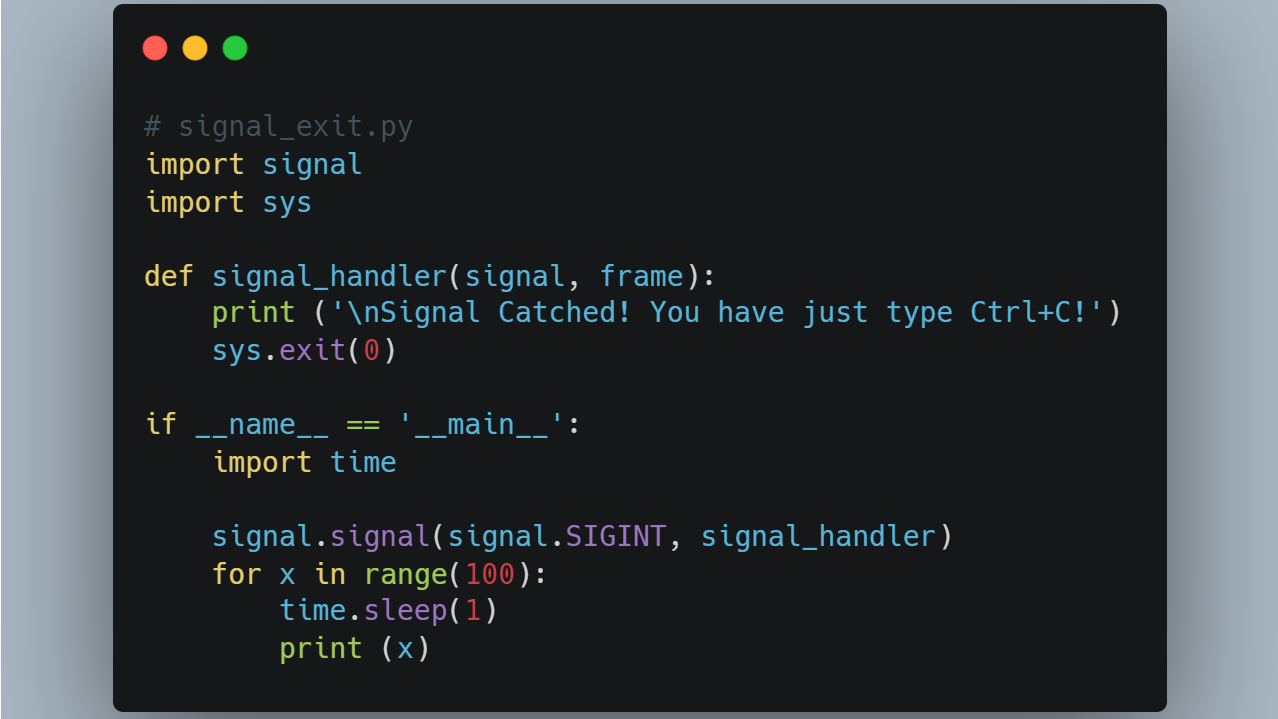 Python3程序捕获Ctrl+C终止信号_python