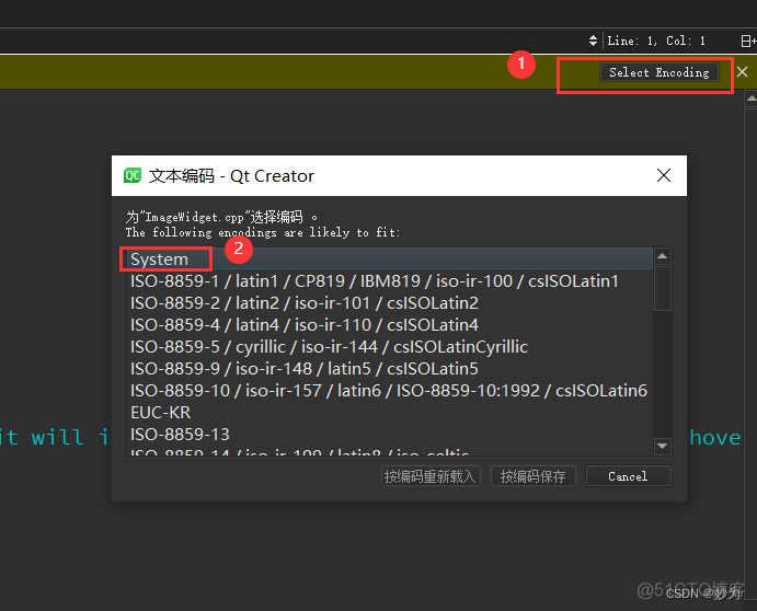 Error:Could not decode “ImageWidget.cpp“ with “UTF-8“-encoding.Editing not possible_菜单栏_02