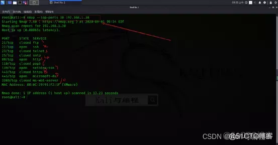 网络安全与网站安全及计算机安全：如何使用Kali Linux的Nmap探测目标计算机端口状态_web安全_11