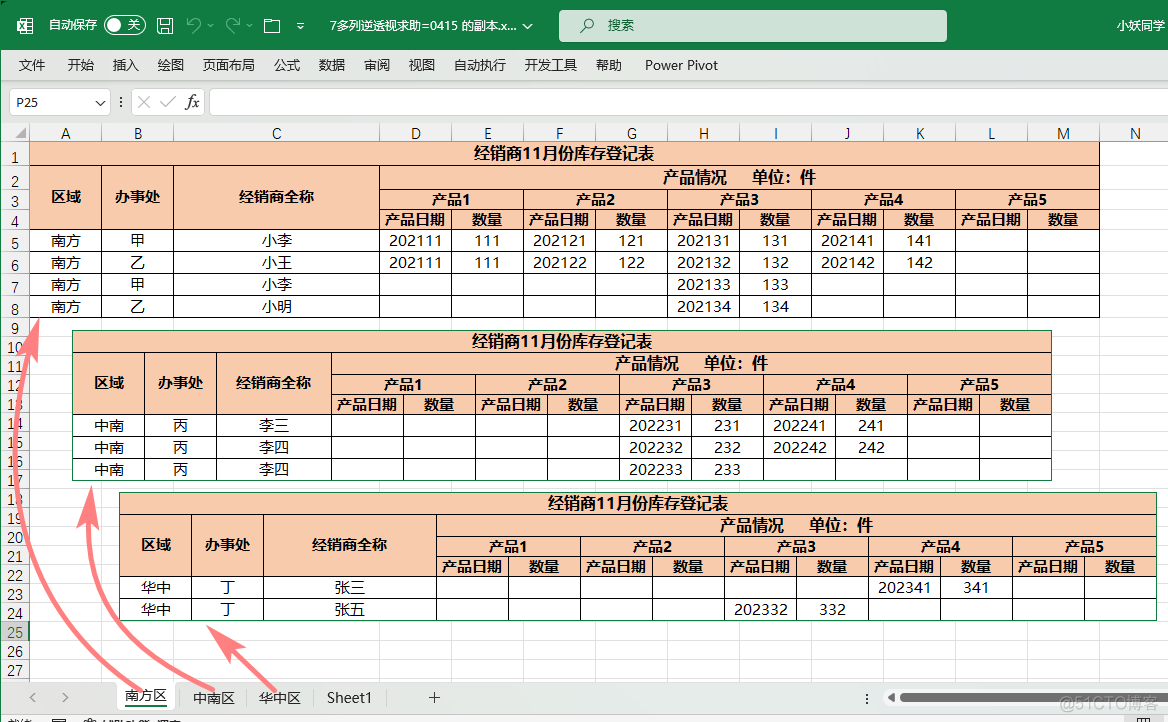 多个中式表格合并并转换（Power Query）_List