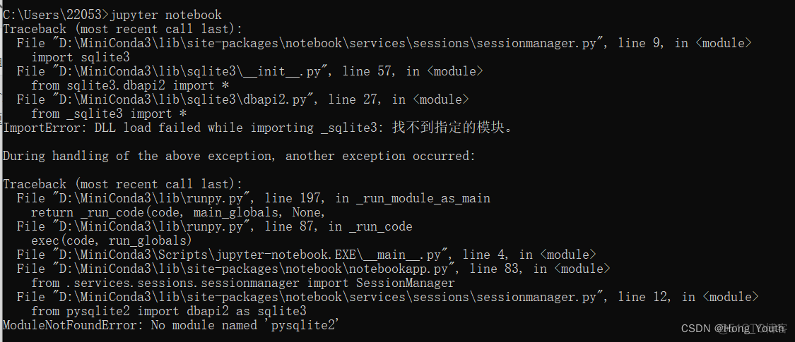 输入 jupyter notebook 报错 ModuleNotFoundError: No module named ‘pysqlite2‘ 解决方案_ide