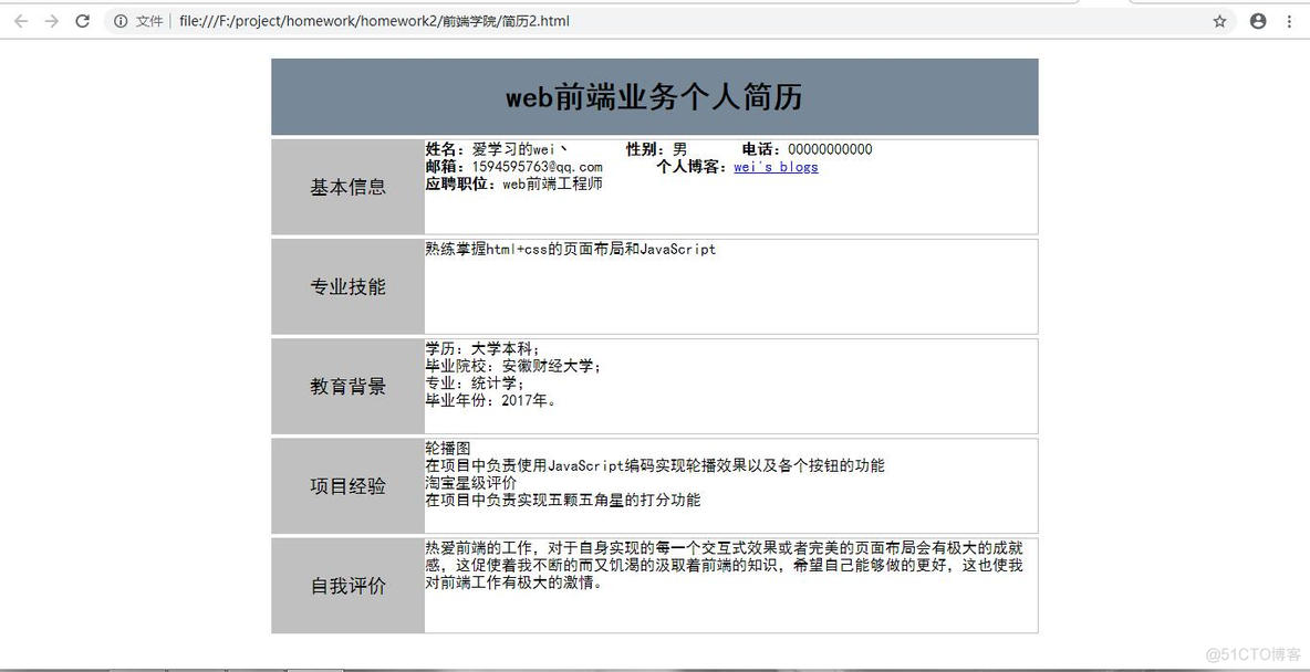 html5制作个人简历 用html和css制作个人简历_html5制作个人简历