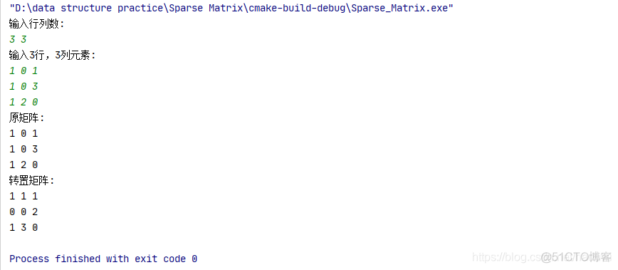 稀疏矩阵之三元组压缩存储并且转置_稀疏矩阵_02