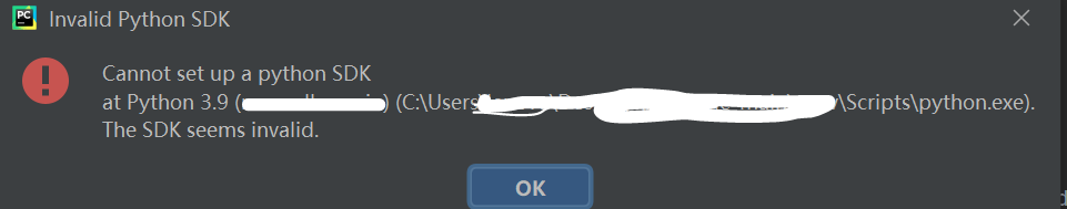 top python sdk报错 pycharm invalid python sdk_软件开发工具