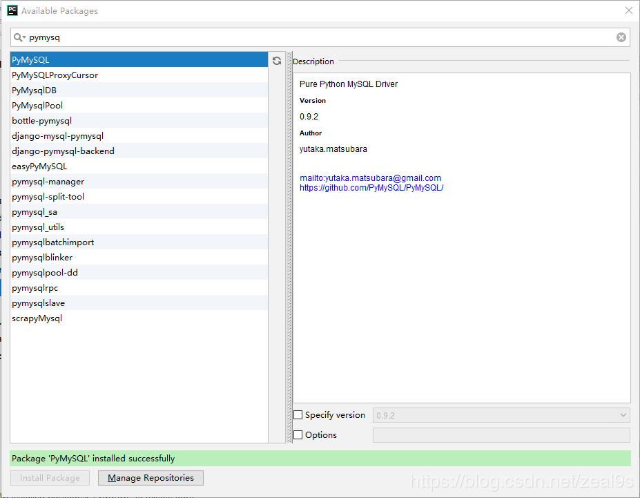 pycharm mysql安装教程 如何在pycharm中安装pymysql_搜索