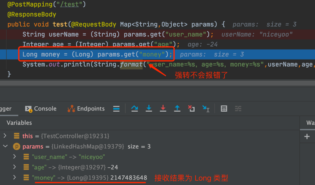 Map接收参数,Long类型降级为Integer,报类型转换异常_java_02