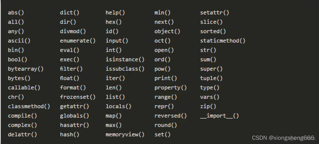 python3 自带函数 python3内置函数_内置函数