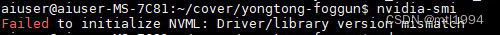 项目场景Failed To Initialize NVML Driver library Version mismatch_服务器
