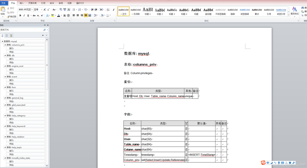 mysql导出表sql mysql导出表结构word文档_mysql_05