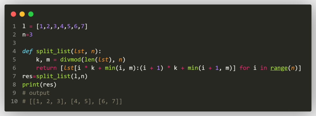 python一个列表分成三组 python把列表片分成n份_整除_06