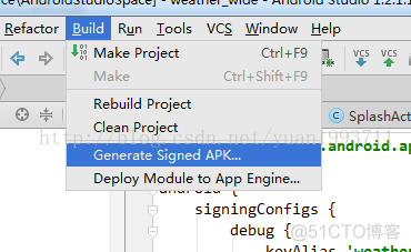 android studio 多渠道打包 android studio打包项目_菜单栏