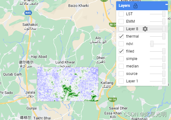 Google Earth Engine（GEE）——用填充后的Landsat7影像进行LST地表温度计算（C值转化为K值）_javascript_04