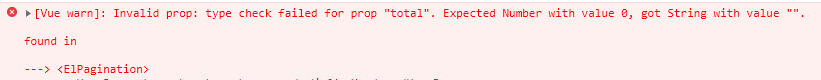 type check failed for prop “total“. Expected Number with value 0, got String with value ““_Number