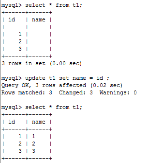 mysql 用一个表的一列，去更新另一表的一列_mysql