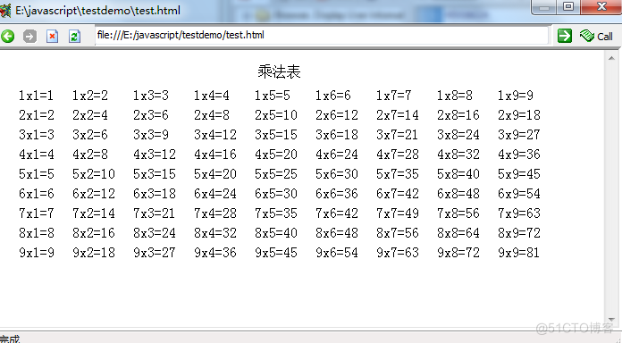 javascript乘法表 javascript写乘法表_javascript