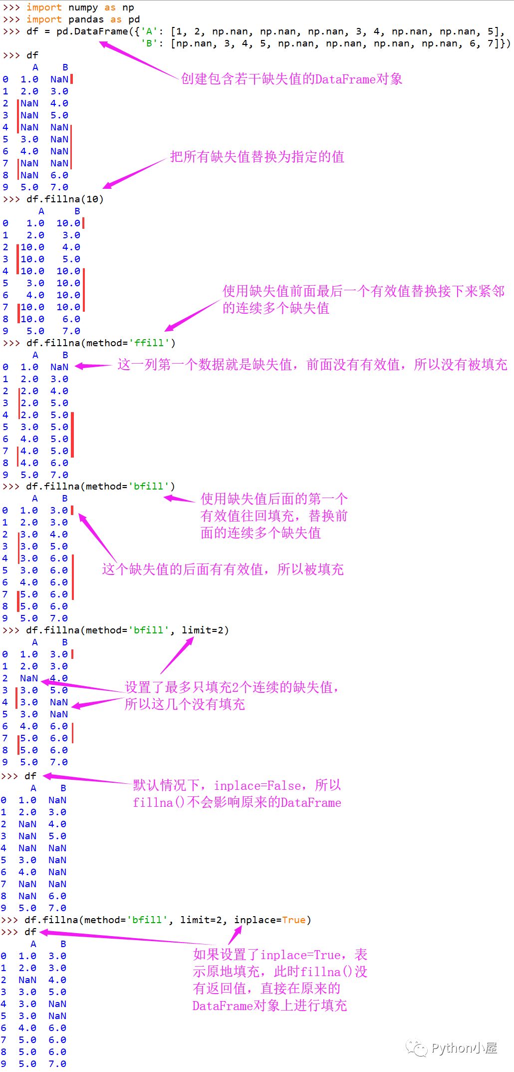 Python+pandas填充缺失值的几种方法_大数据