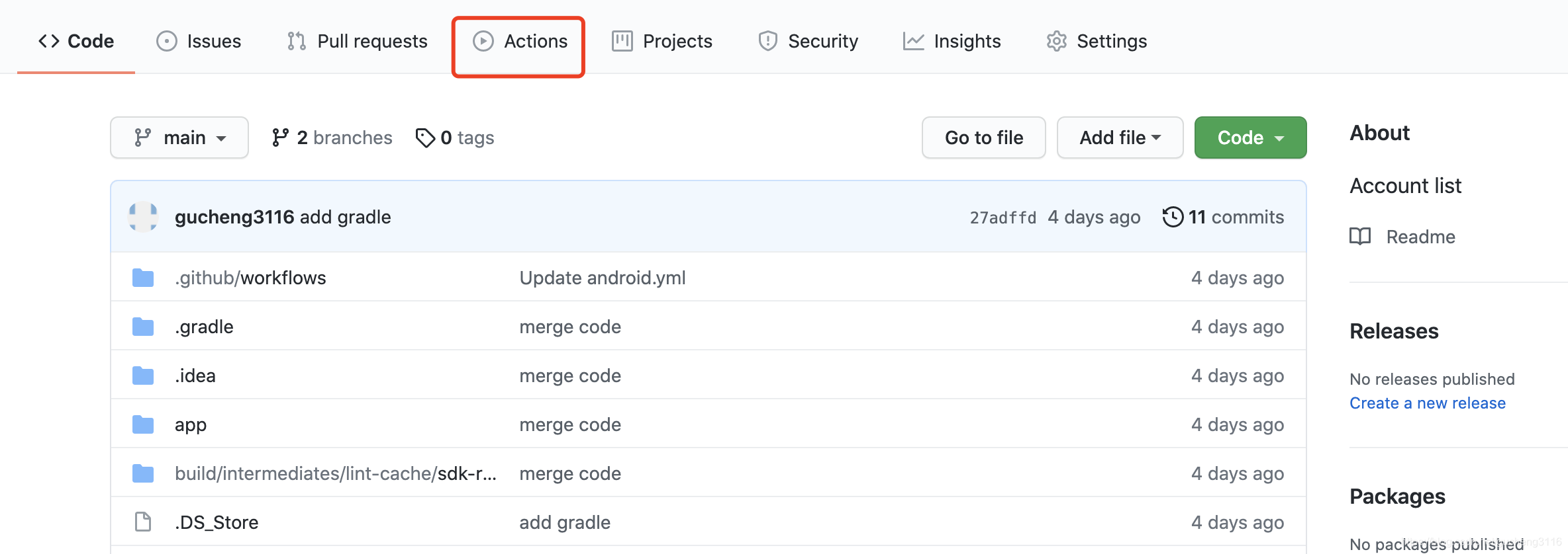 Android github 仓库 github action android_持续集成系统