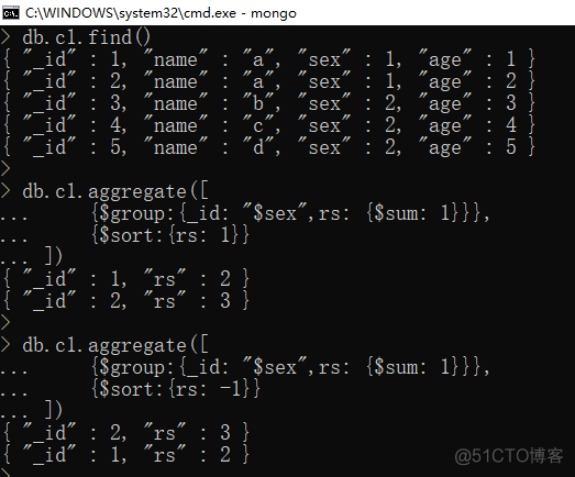 MongoDB常见的聚合 管道方法 mongo聚合查询_升序_05
