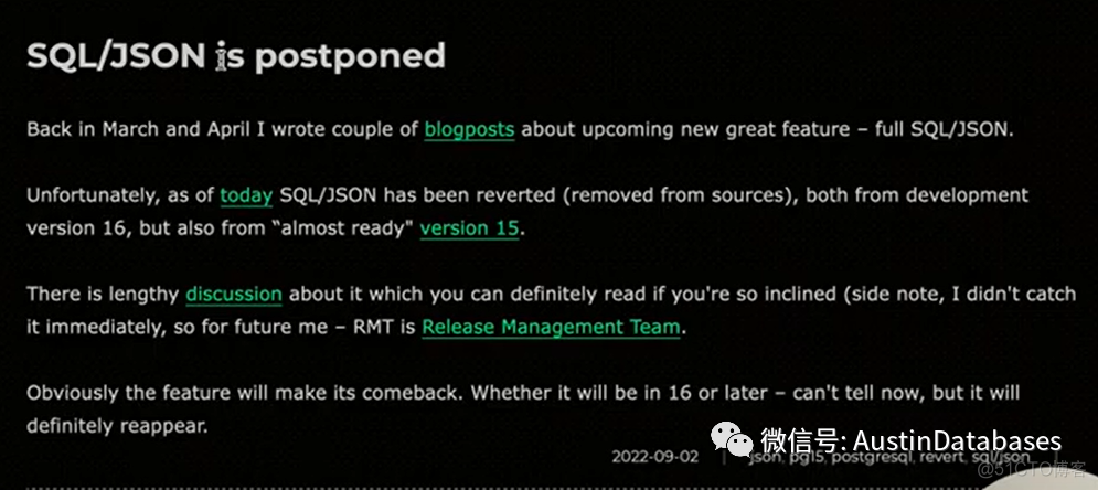 POSTGRESQL  15  从等待中被驱逐的JSON新功能，只能祈祷 PostgreSQL 16_数据库_03