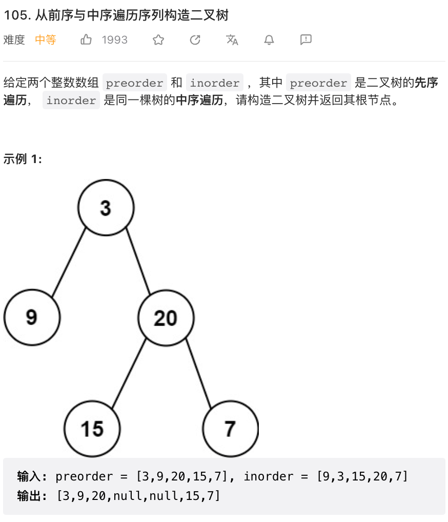 leetcode 105 从前序与中序遍历序列构造二叉树 construct-binary-tree-from-preorder-and-inorder-traversal【ct】_etc