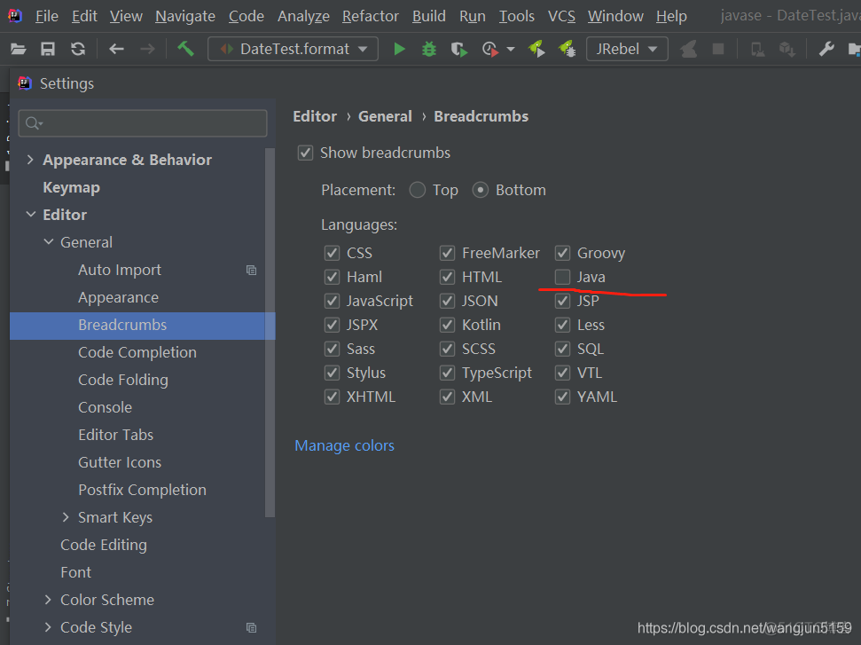 intellij idea 面包屑导航 默认展示_文件类型_02