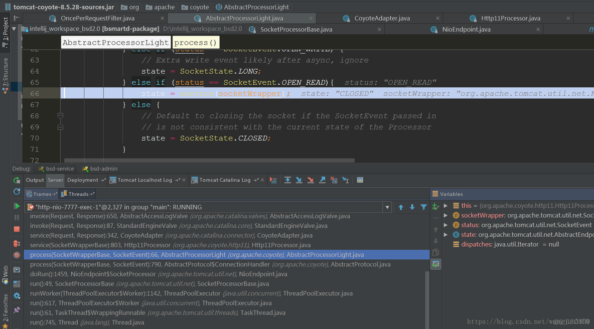 intellij idea debug到了tomcat代码就进不去_apache