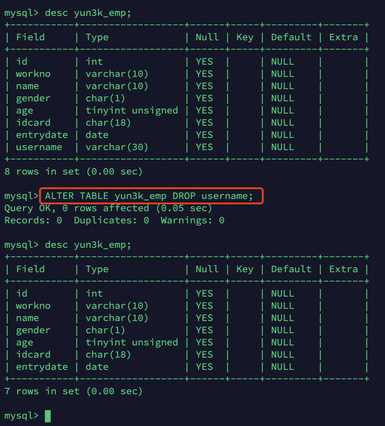 Mysql基础篇（一）之DDL、DML、DQL、DCL_字段_17