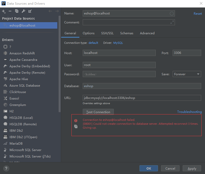 database连接mysql连不了 idea idea连接mysql数据库包出错_数据库