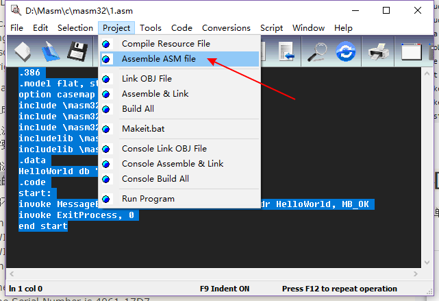 MASM32 Editor的使用_.net_04