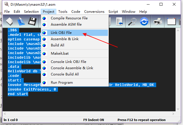 MASM32 Editor的使用_批处理文件_06