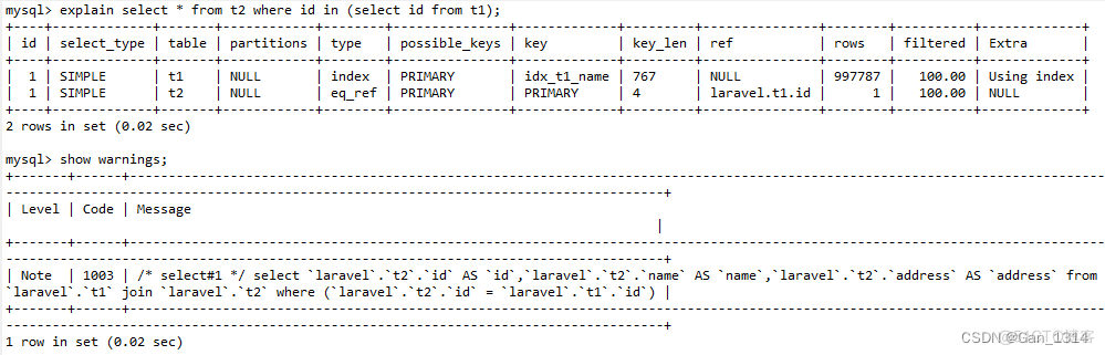 in mysql where 能用到索引么 mysql in会走索引吗_子查询_30