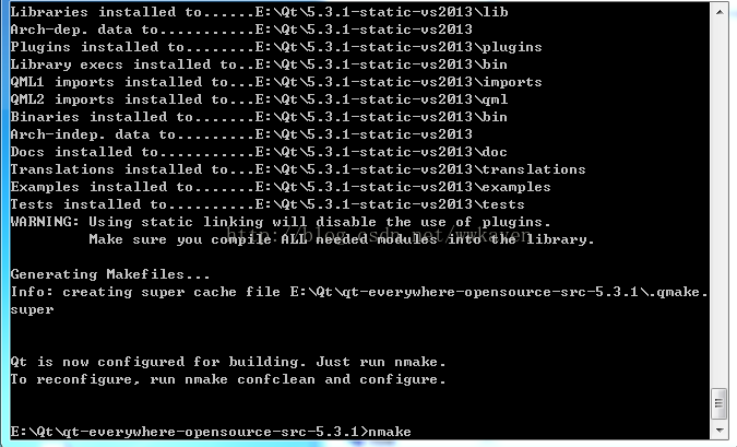 Qt学习（六） VS2013编译Qt5.3.1的静态库_静态库_14