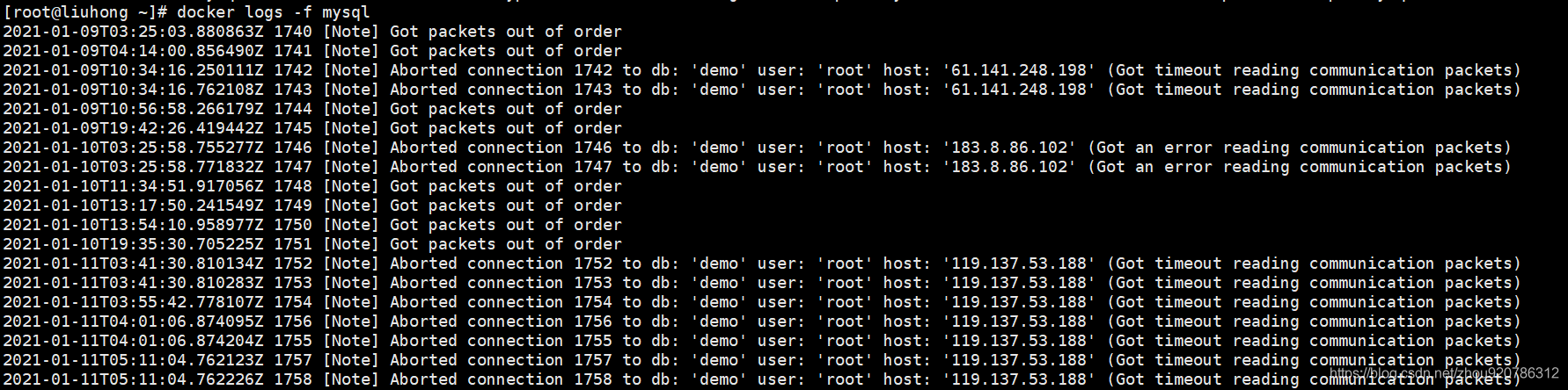 docker ports ps 结果详解 docker ps -n_mysql_11