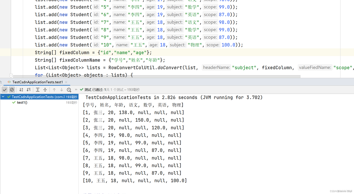 java 分组 行转列 java实现动态行转列_List_04