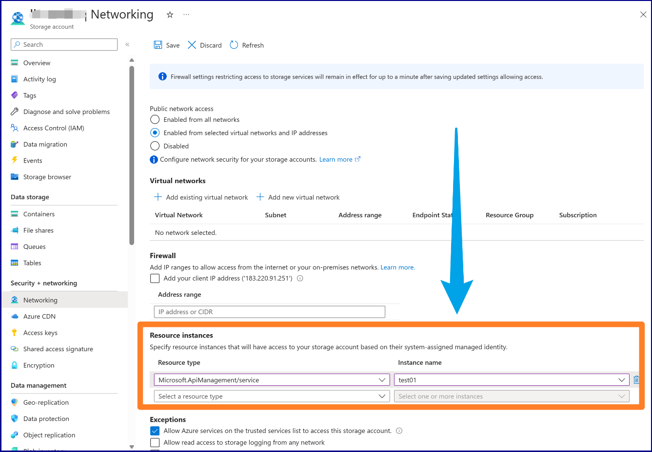 【Azure API Management】实现在API Management服务中使用MI(管理标识 Managed Identity)访问启用防火墙的Storage Account_IP_03