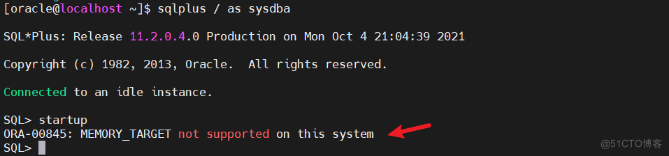 ORA-00845：系统不支持MEMORY_TARGET_ORA-00845
