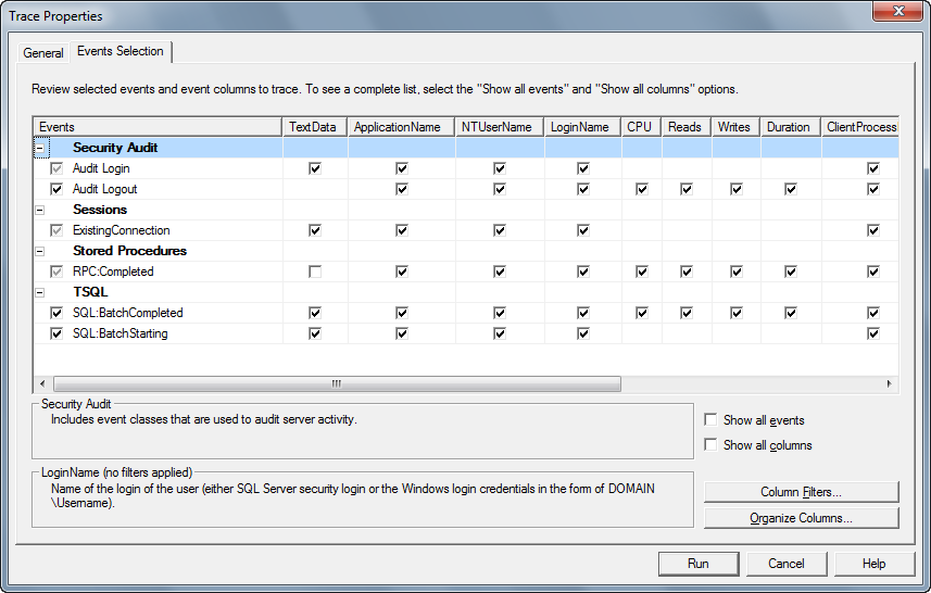 SQL Server profiler 事件选择器 sql server profiler如何使用_模版_03