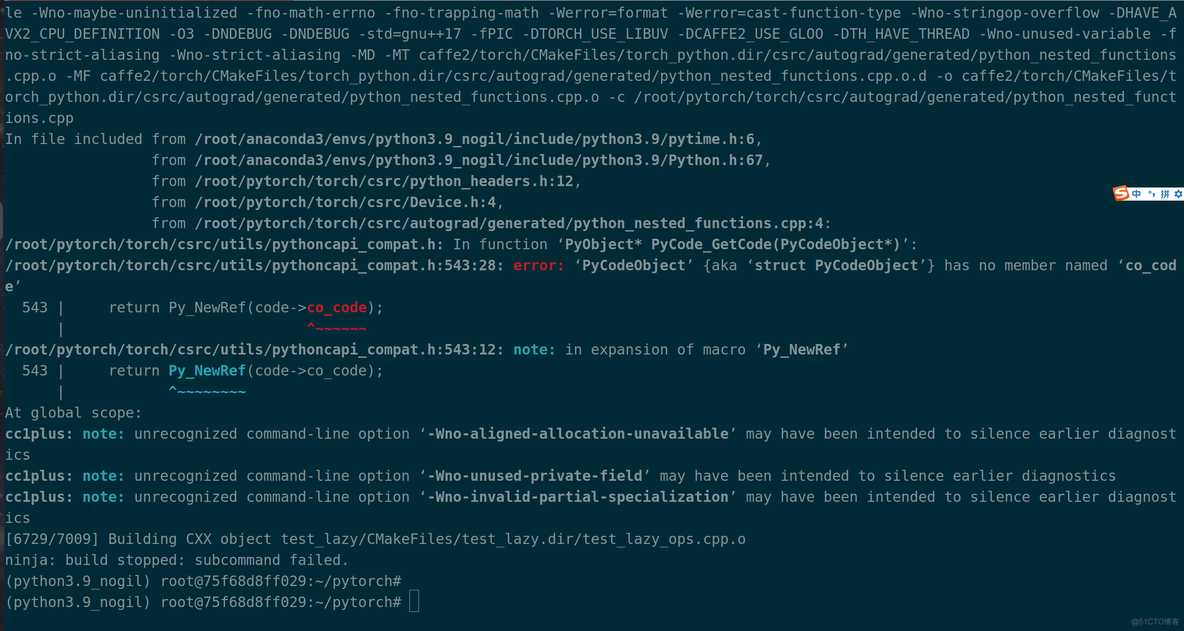 python3.9的nogil版本编译pytorch2.0.1源码报错——失败_bc