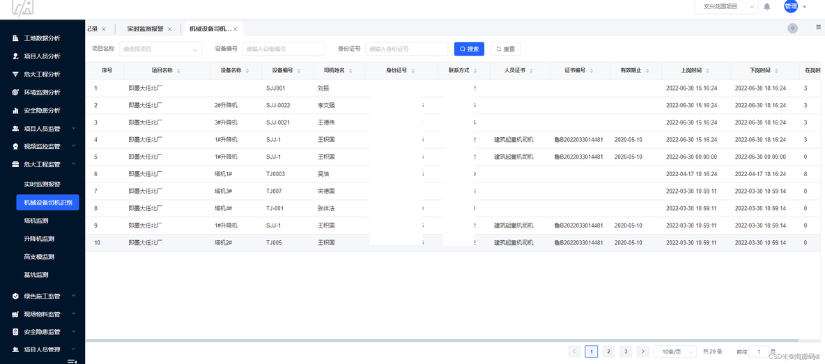 智慧工地管理平台源码，视频监控、劳务实名制、环境监测、安全质量管理、GIS地理信息、数据统计、智能AI识别_源码_12