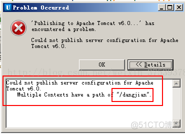 Could not publish server configuration for Apache Tomcat v6.0. Multiple Cont_tomcat