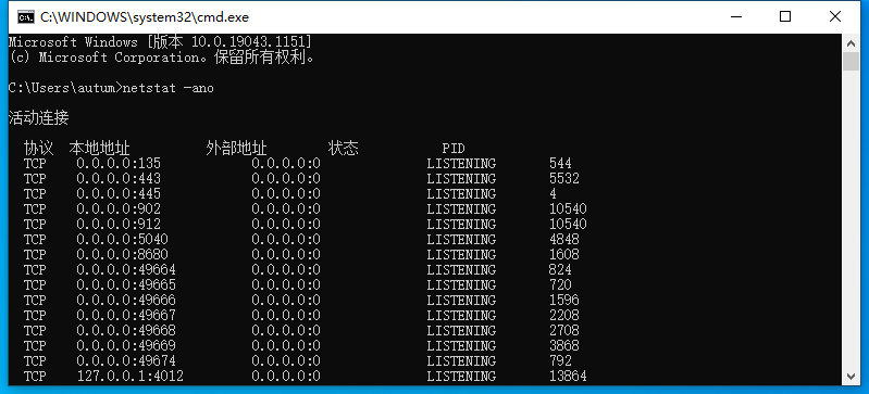 查询Java 端口对应程序 查询端口号对应的进程_Windows