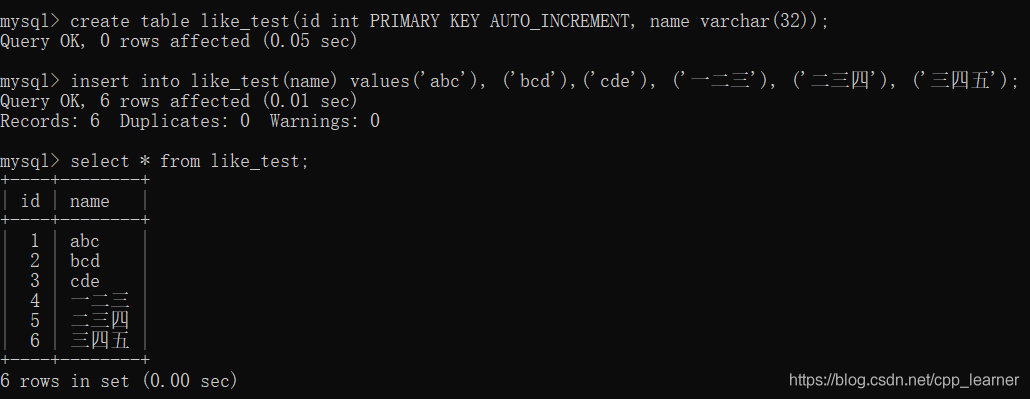 Like mysql 使用 mysql中like_sql