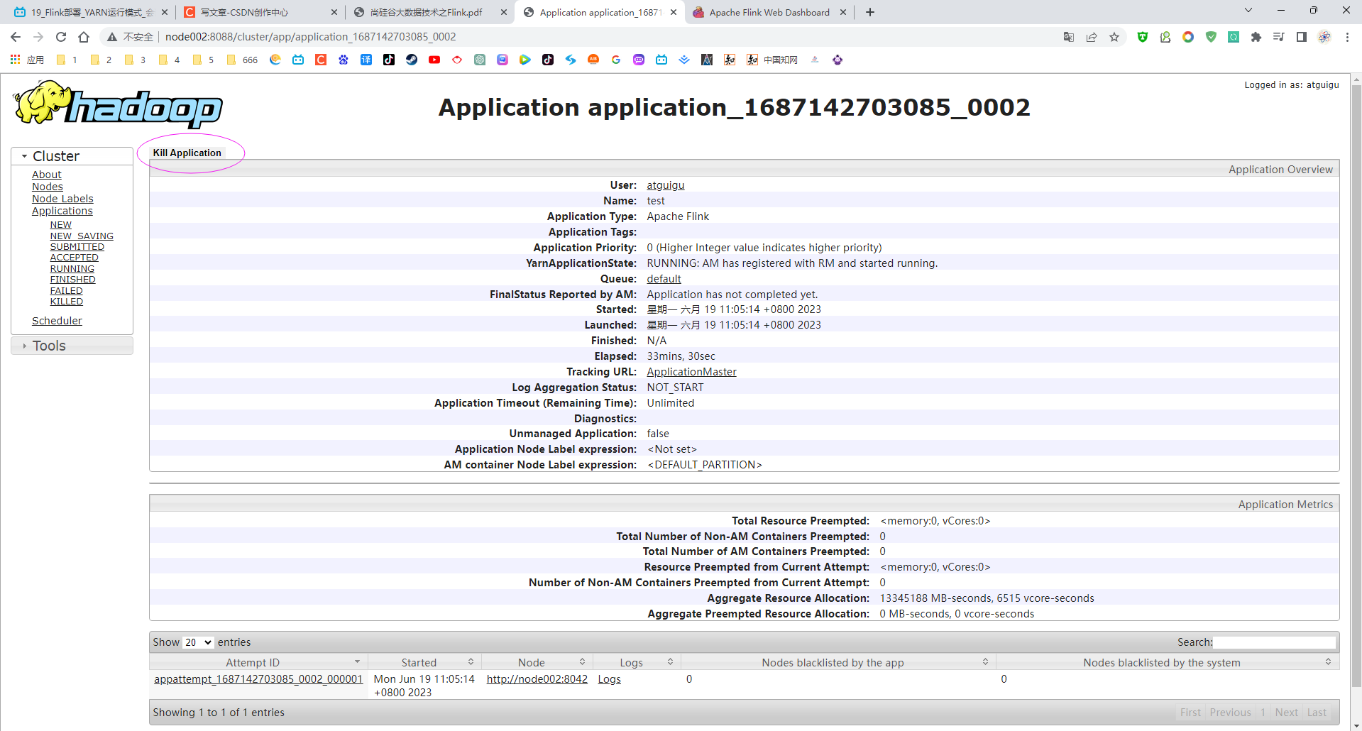 Flink 1.17教程：Hadoop yarn会话运行模式_flink_05