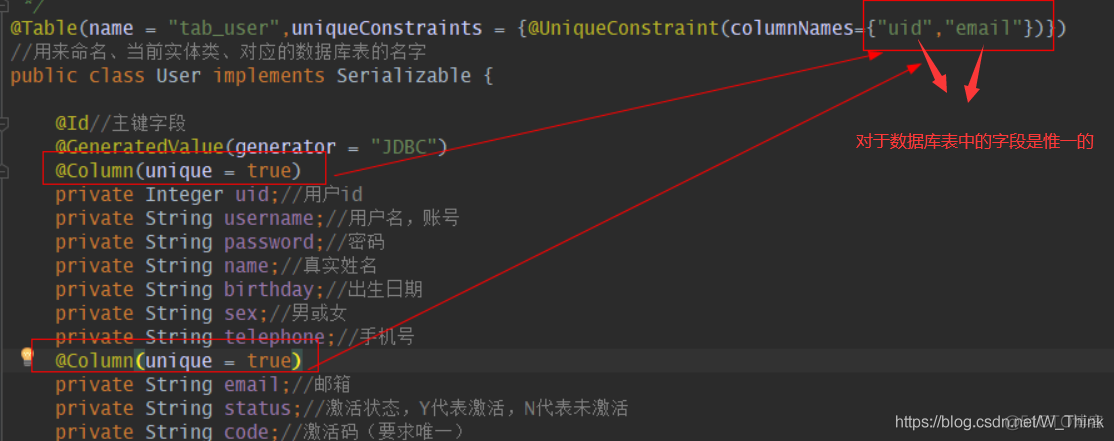 java实体类注解column jpa实体类注解_字段