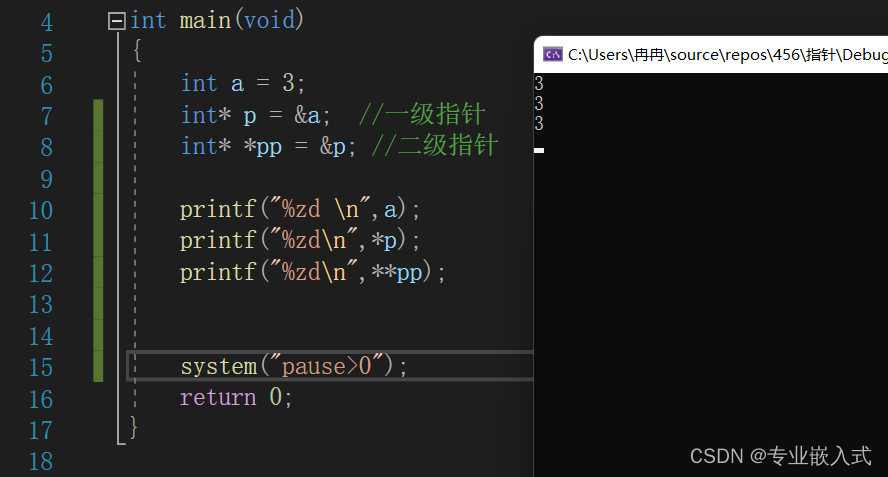 C语言，二级指针_指针变量