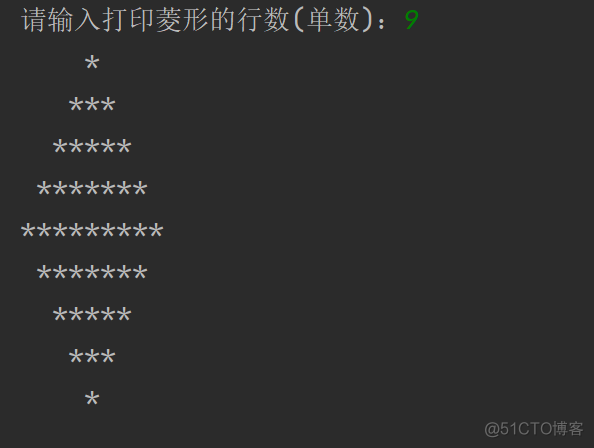 java打印菱形星号 java输入行数打印菱形_for循环