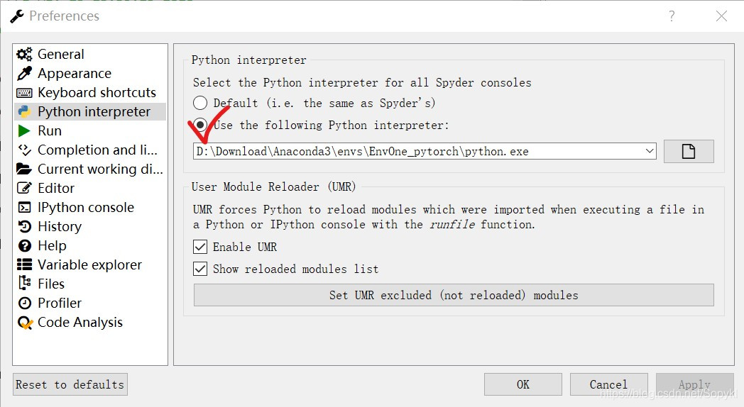 spyder 设置python版本 spyder配置pytorch_anaconda_10