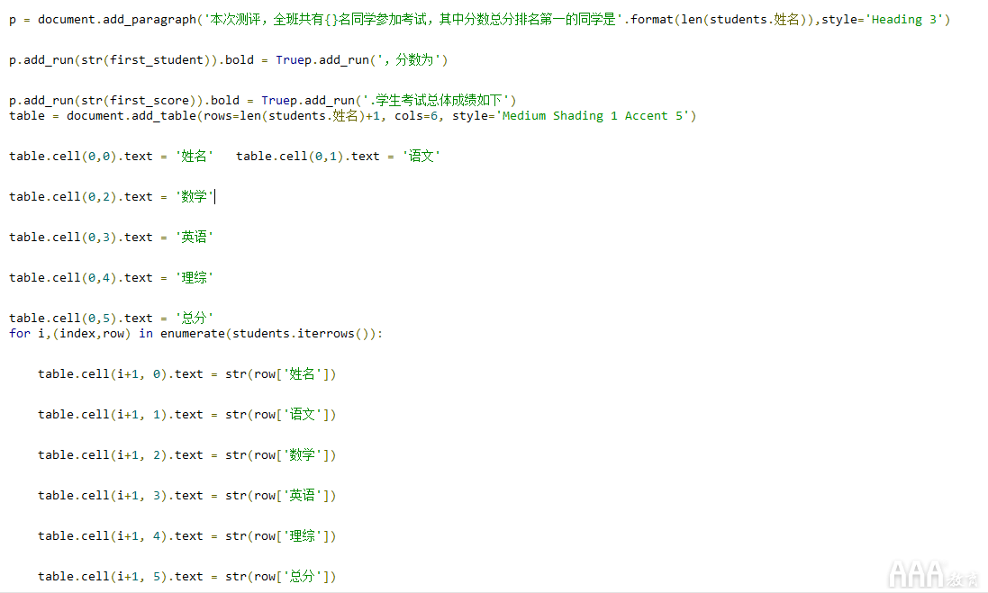 python 批量生成详实成绩分析报告word 用python做成绩分析_大数据_03