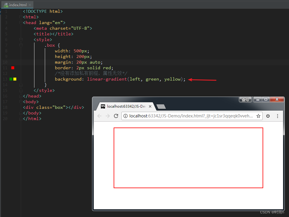 CSS3属性详解（一）文本 盒模型中的 box-ssize 属性 处理兼容性问题：私有前缀 边框 背景属性 渐变 前端开发入门笔记（七）_宽高_03